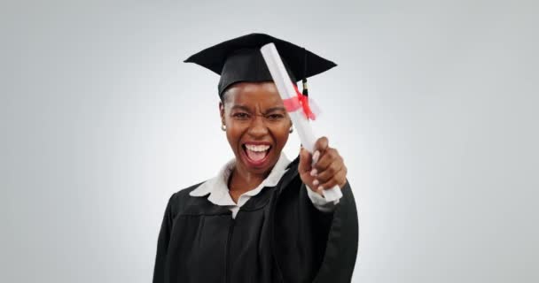 Graduación Mujer Diploma Estudiante Estudio Para Logro Escolar Éxito Educación — Vídeo de stock
