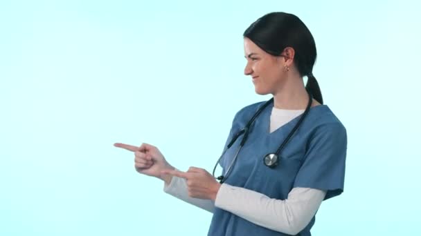 Doktor Sağlık Hizmeti Sunumu Bilgi Için Mutlu Bir Kadının Yüzünü — Stok video