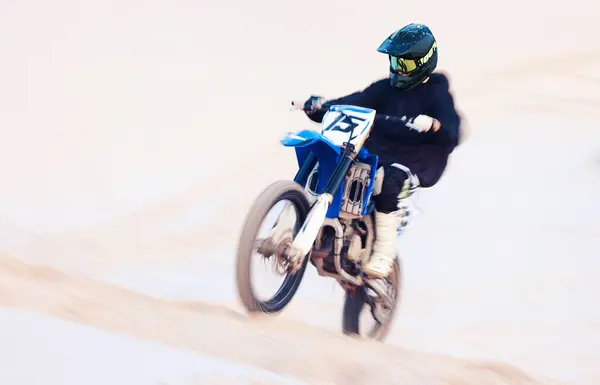 Sand Hill Athlete Motorbike Action Adventure Fitness Performance Adrenaline Fast — Stock Photo, Image