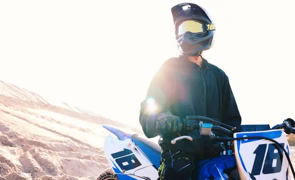 Готовий Пісок Або Спортсмен Мотоциклі Дій Пригод Або Фітнесу Здоров — стокове фото