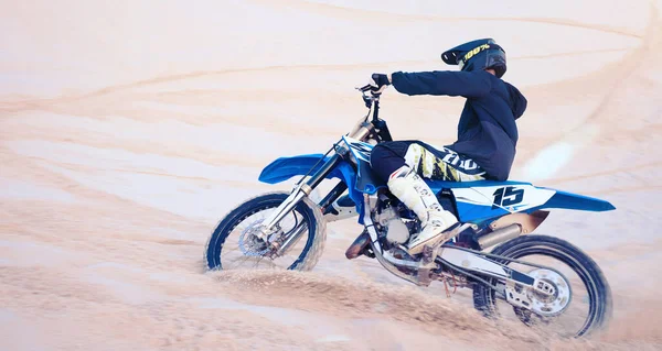 Sports Desert Athlete Bike Fitness Adrenaline Skill Training Challenge Action — Stock Photo, Image