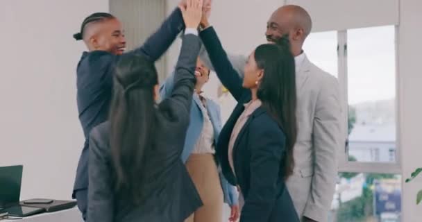 Les Gens Affaires Applaudissements Personnel Avec Succès Haute Cinq Promotion — Video