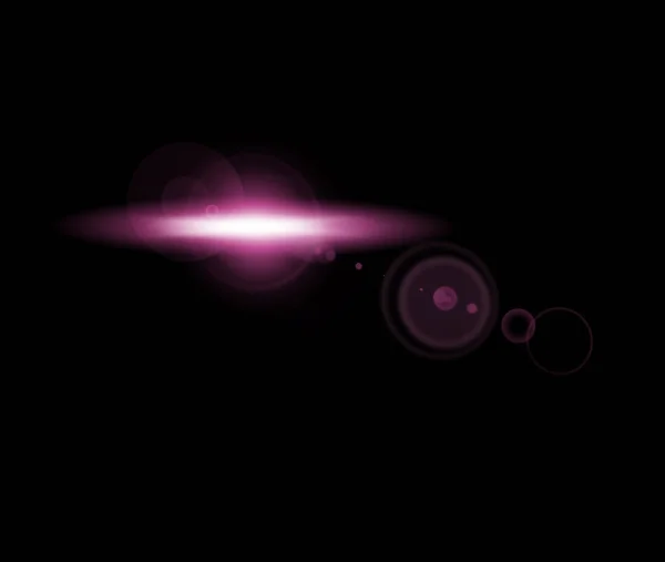 ライト ネオン そして夜の暗い背景にある紫色のフレア 黒い背景にある星間の星座の一部として宇宙の空 — ストック写真