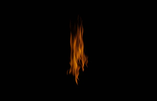 橙色的火焰 黑色背景的热量和能量 图案和燃烧的光 在篝火 热力或地狱火的黑暗壁纸设计爆炸中隔离的火线 燃料和照明弹 — 图库照片