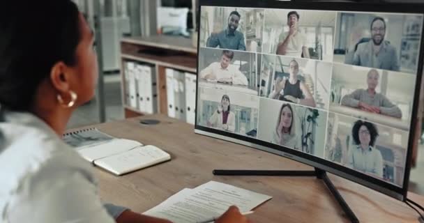 Videoopkald Forretningsfolk Kontor Med Online Rådgivning Planlægning Teamwork Samtale Professionel – Stock-video