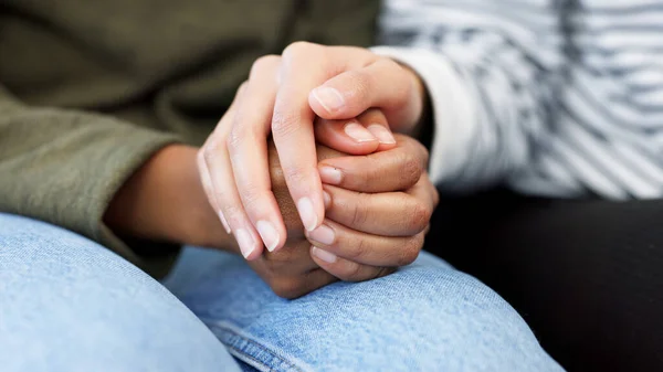 Holding Hands Support Closeup Couple Therapy Love Respect Trust Marriage — Stock Photo, Image