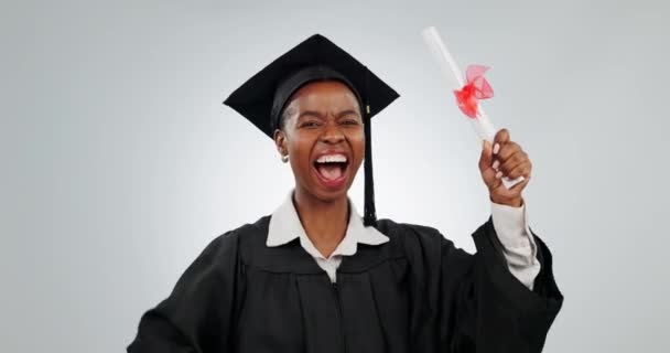 Mujer Graduación Diploma Estudiante Estudio Para Logro Escolar Éxito Educación — Vídeo de stock