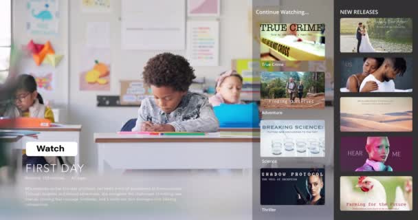 Streaming Overlay Education Video Interface Children Classroom Development Screen Internet — Stock Video