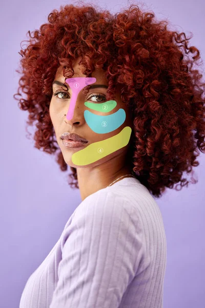 Belleza Holograma Retrato Mujer Estudio Para Bienestar Cuidado Piel Mapeo — Foto de Stock