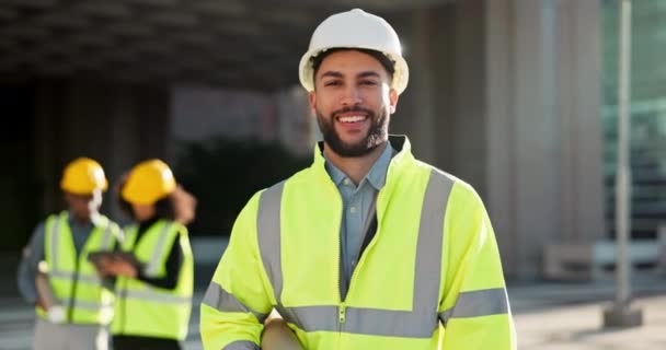 Homem Feliz Arquiteto Cidade Para Gestão Construção Trabalho Equipe Liderança — Vídeo de Stock