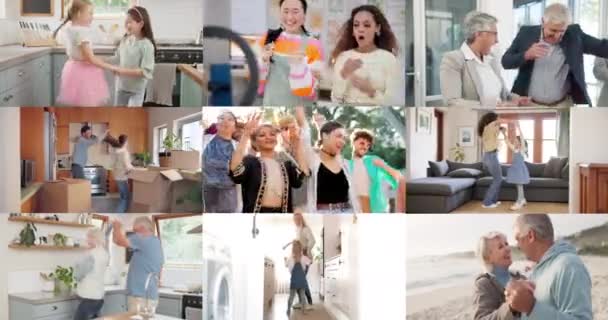 Kolaż Ludzie Taniec Dla Szczęścia Wolności Zabawy Domu Lub Świeżym — Wideo stockowe