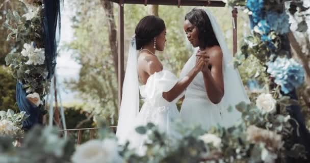 Lesbisk Bryllup Dans Haven Fest Eller Kærlighed Til Mangfoldighed Eller – Stock-video