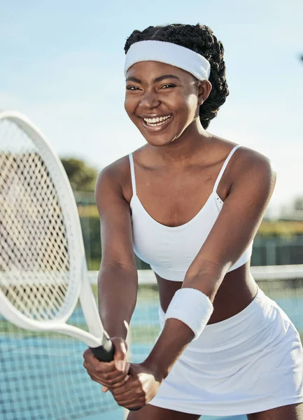 Fitness Portre Kadın Tenisçi Stadyumda Oynamak Için Raket Çalışıyor Spor — Stok fotoğraf