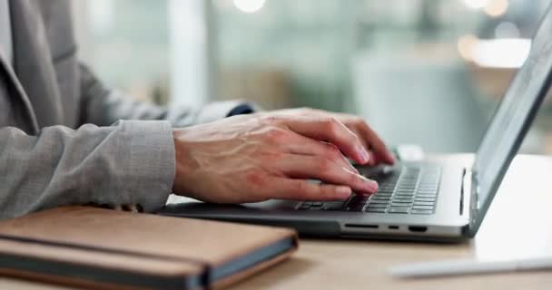 Pessoa Negócios Mãos Digitando Laptop Para Marketing Site Copywriting Edição — Vídeo de Stock