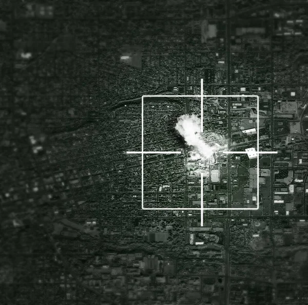 Спутник Бомба Цель Ракеты Карте Войны Международного Конфликта Военных Армия — стоковое фото