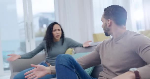 Hádka Rozvod Nebo Rozzlobený Pár Hádají Stresem Kvůli Manželskému Problému — Stock video