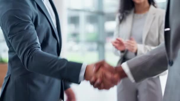Handshake Empresários Sucesso Reunião Colaboração Parceria B2B Acordo Lidar Com — Vídeo de Stock