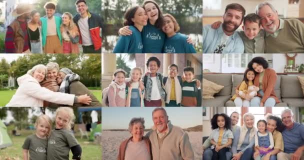 Collage Familles Portrait Diversité Communauté Avec Soin Amour Soutien Avec — Video