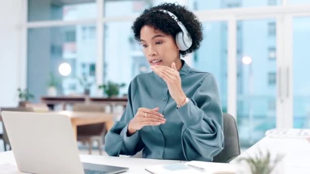 Wanita Bisnis Panggilan Video Dan Laptop Untuk Pertemuan Online Perencanaan — Stok Video