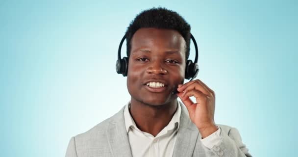 Çağrı Merkezi Iletişim Bizimle Irtibata Geçin Siyahi Adam Telekom Müşteri — Stok video