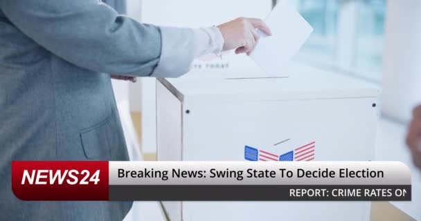 Stemme Breaking News Usa Valg Politikk Eller Demokrati Regjeringspartiet Hånd – stockvideo