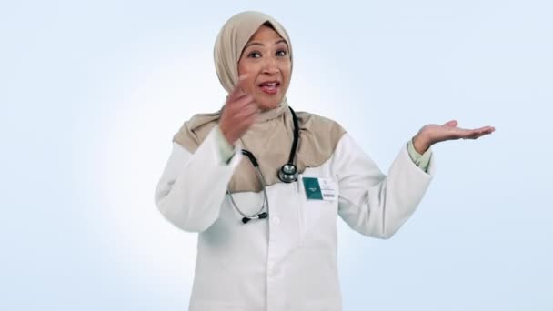 Doctor Hand Presentatie Duimen Omhoog Voor Gezondheidszorg Marketing Geneesmiddel Aanbod — Stockvideo