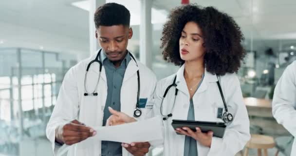 Документація Група Лікарів Люди Які Читають Розмовляють Консультують Питань Медичної — стокове відео