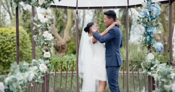 Coppia Matrimonio Danza Connessione Matrimonio Con Sposa Ridere Felicità Sorriso — Video Stock