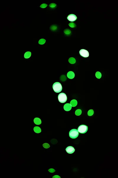 Luz Verde Bokeh Brilho Fundo Escuro Isolado Espaço Mockup Borrão — Fotografia de Stock