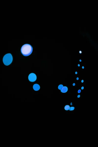 Bokeh Pontos Azuis Papel Parede Escuro Com Padrão Textura Luzes — Fotografia de Stock