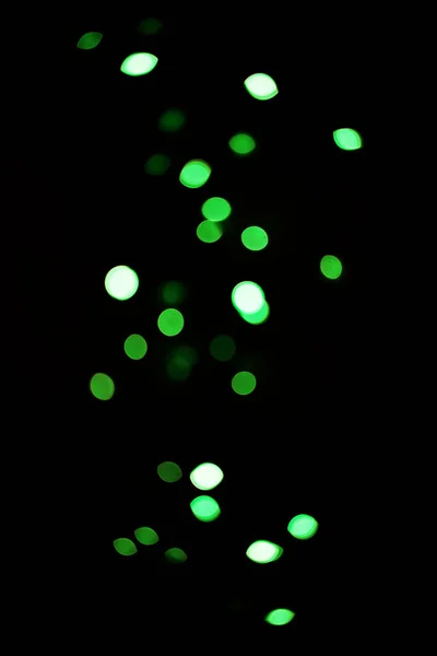 Luz Verde Bokeh Brilho Fundo Escuro Isolado Espaço Mockup Borrão — Fotografia de Stock