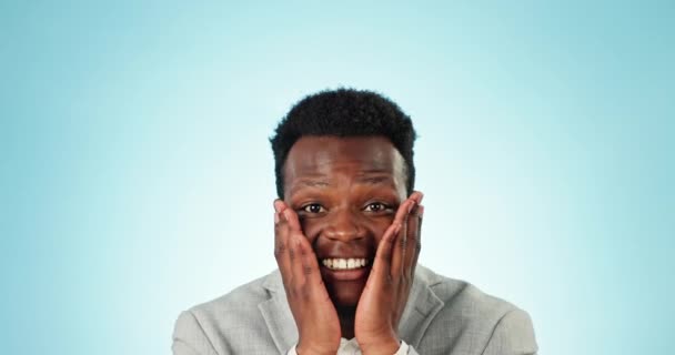 Aufgeregt Perfekt Und Das Gesicht Eines Schwarzen Mannes Für Geschäft — Stockvideo