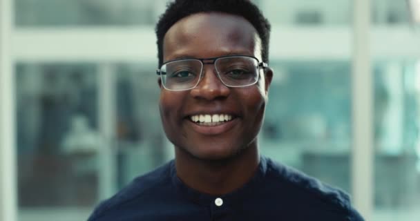 Cara Sorriso Homem Negro Com Negócios Carreira Escritório Com Profissional — Vídeo de Stock