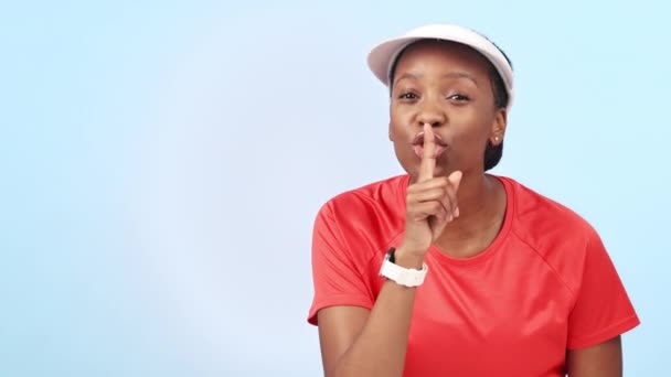 Tenisové Tajemství Černá Žena Bod Sportovní Informace Fitness Komerční Nebo — Stock video