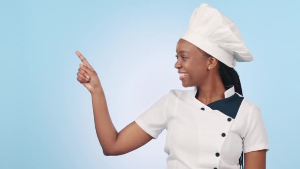 Žena Kuchař Znamení Pro Reklamní Menu Restaurace Prezentaci Nebo Podporu — Stock video