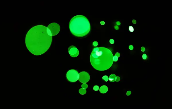 Green Light Bokeh Glow Dark Background Isolated Mockup Space Blur — Stock Photo, Image