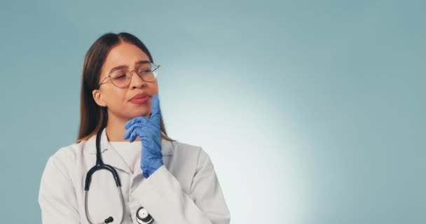 Studiofrau Idee Und Arzt Denken Aufgeregt Oder Erinnern Sich Medizinische — Stockvideo