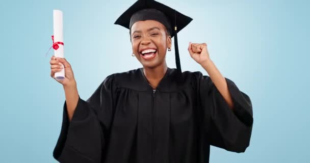 Sukces Kobiety Studenta Absolwenta Celebracja Edukacji Dyplom Koledżu Lub Cele — Wideo stockowe