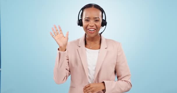 Call Центр Хвильовий Привіт Crm Чорна Жінка Телекомунікаційним Або Клієнтським — стокове відео