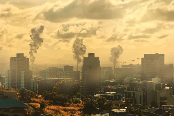 Şehir Hava Kirliliği Gaz Emisyonları Gökyüzü Şehir Alanı Parkı Zehirli — Stok fotoğraf