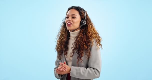 Call Center Vrouw Communicatie Studio Voor Klantenservice Crm Vragen Neem — Stockvideo