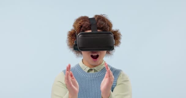 Γυαλιά Γυναίκα Και Χέρια Cyber Metaverse Εικονική Πραγματικότητα Και Φουτουριστικό — Αρχείο Βίντεο