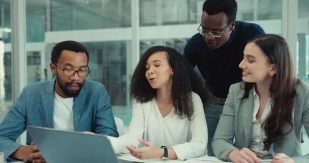 Zakenmensen Vrouw Teamwork Laptop Voor Het Ontmoeten Van Discussie Marketing — Stockvideo