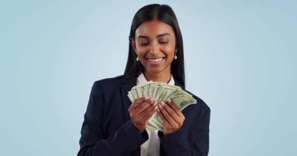 Бизнес Женщина Денежный Денежный Успех Финансовыми Инвестициями Бонусами Прибыль Победа — стоковое видео