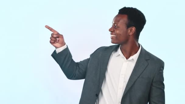 Wajah Tangan Menunjuk Dan Bisnis Pria Dengan Emoji Yang Sempurna — Stok Video