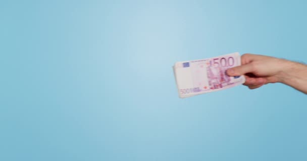 Hand Studio Cash Aanbod Euro Voor Omkoping Prijs Betaling Voor — Stockvideo