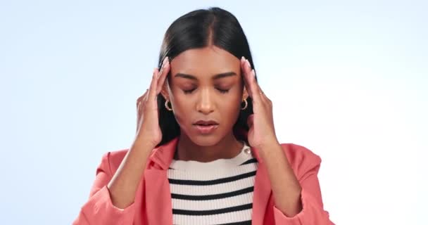Femme Stress Maux Tête Douleur Pour Les Nouvelles Crise Étudiante — Video