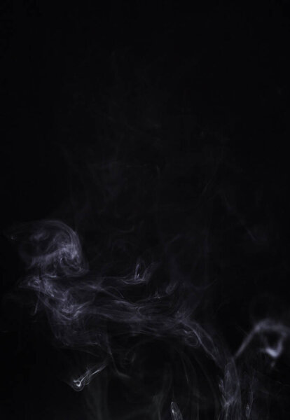 Smoke, gas or pollution with incense on dark background, fog or mist with vapor and mockup space in studio. Dry ice, pattern and texture with environment, steam and air with black backdrop and smog.