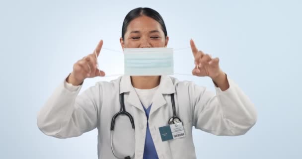 Médecin Masque Facial Tutoriel Femme Avec Les Pouces Levés Pour — Video