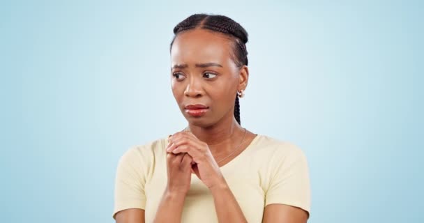 Estrés Mujer Negra Asustada Paranoica Con Miedo Ansiedad Con Fondo — Vídeos de Stock